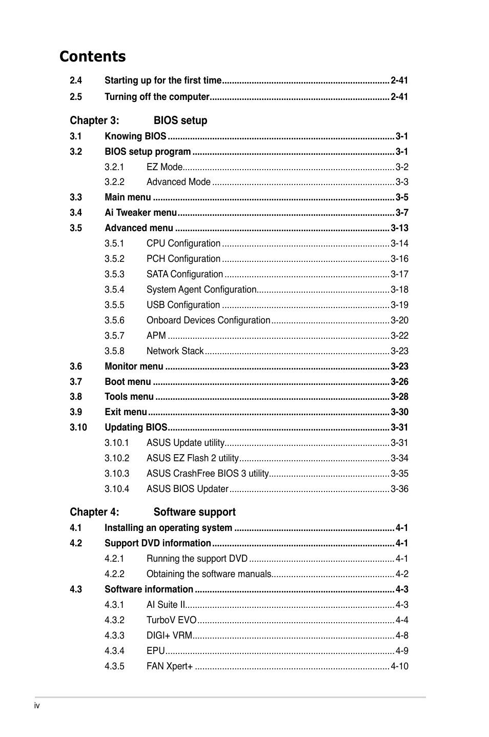 Asus P8Z77-V LX User Manual | Page 4 / 142