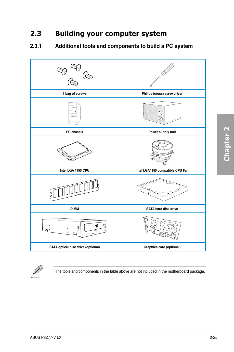 Chapter 2 2.3 building your computer system | Asus P8Z77-V LX User Manual | Page 44 / 142