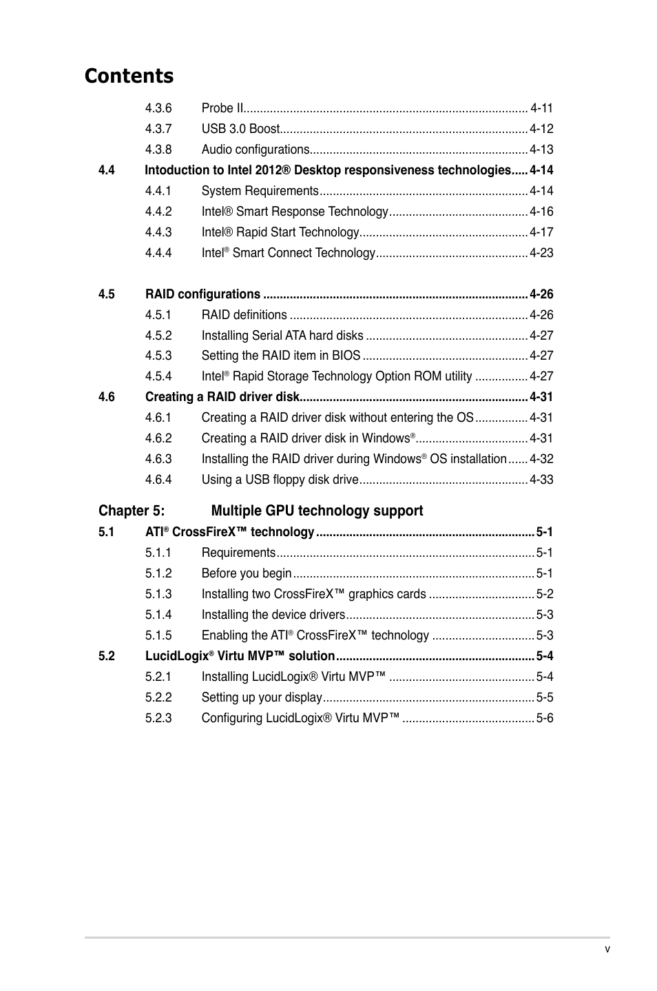 Asus P8Z77-V LX User Manual | Page 5 / 142