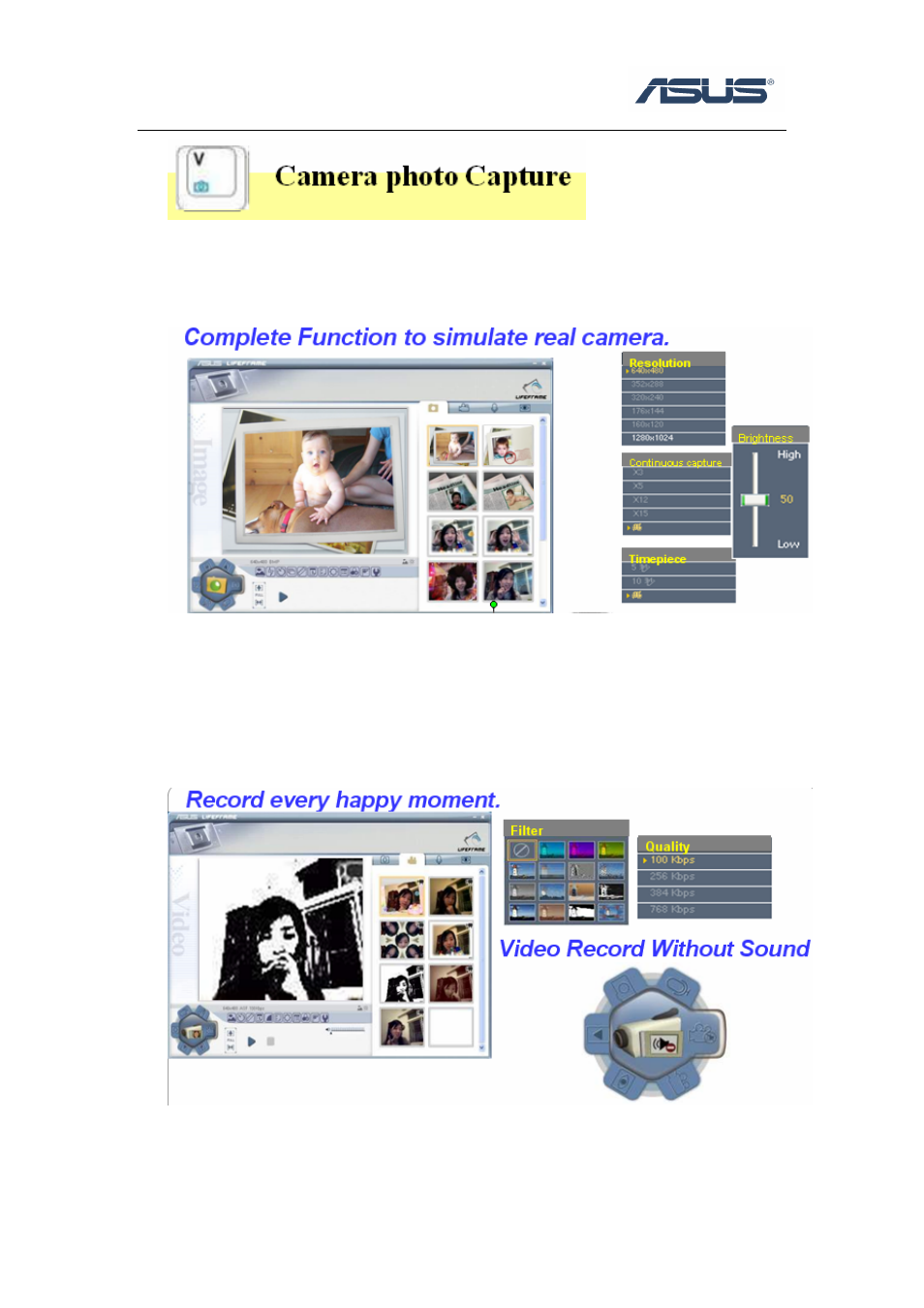 3 video and silent video mode | Asus Life Frame2 User Manual | Page 6 / 8