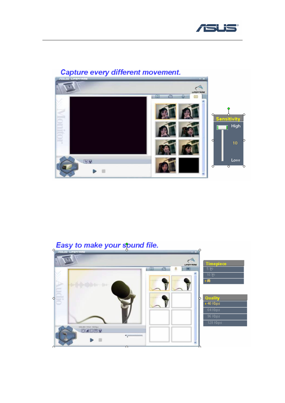 4 monitor mode, 5 audio mode | Asus Life Frame2 User Manual | Page 7 / 8