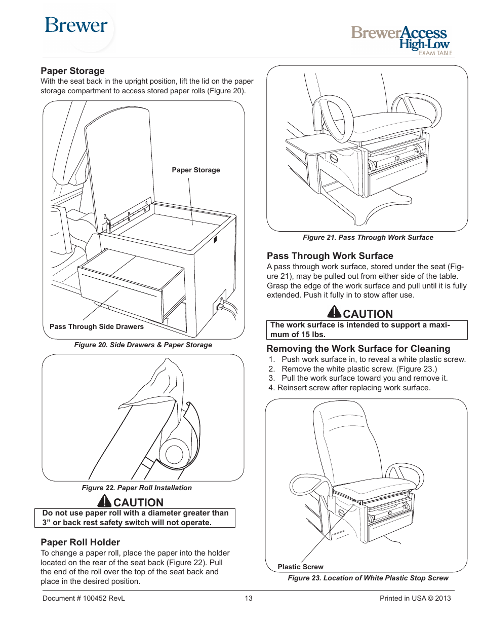 Caution | Brewer Access High-Low User Manual | Page 13 / 26