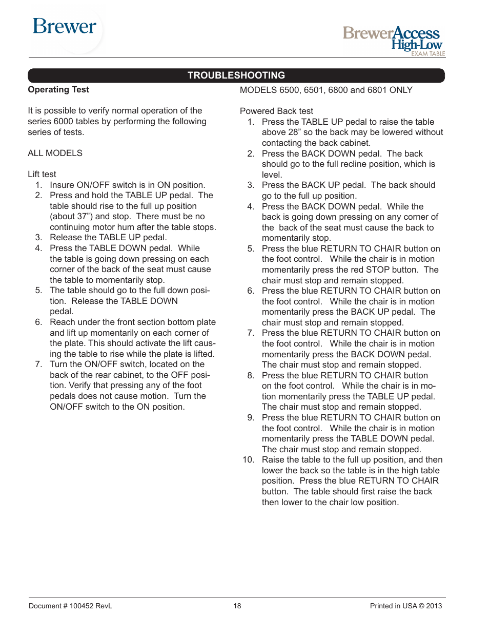 Brewer Access High-Low User Manual | Page 18 / 26