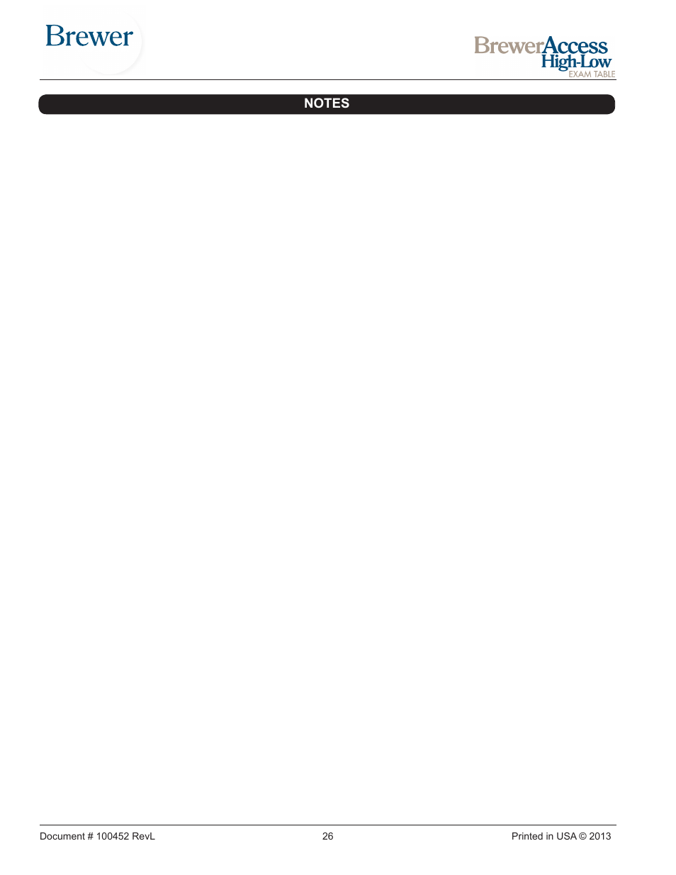 Brewer Access High-Low User Manual | Page 26 / 26