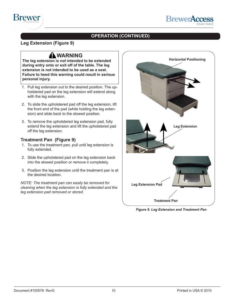 Warning | Brewer Access Exam 5000/5001 User Manual | Page 10 / 16
