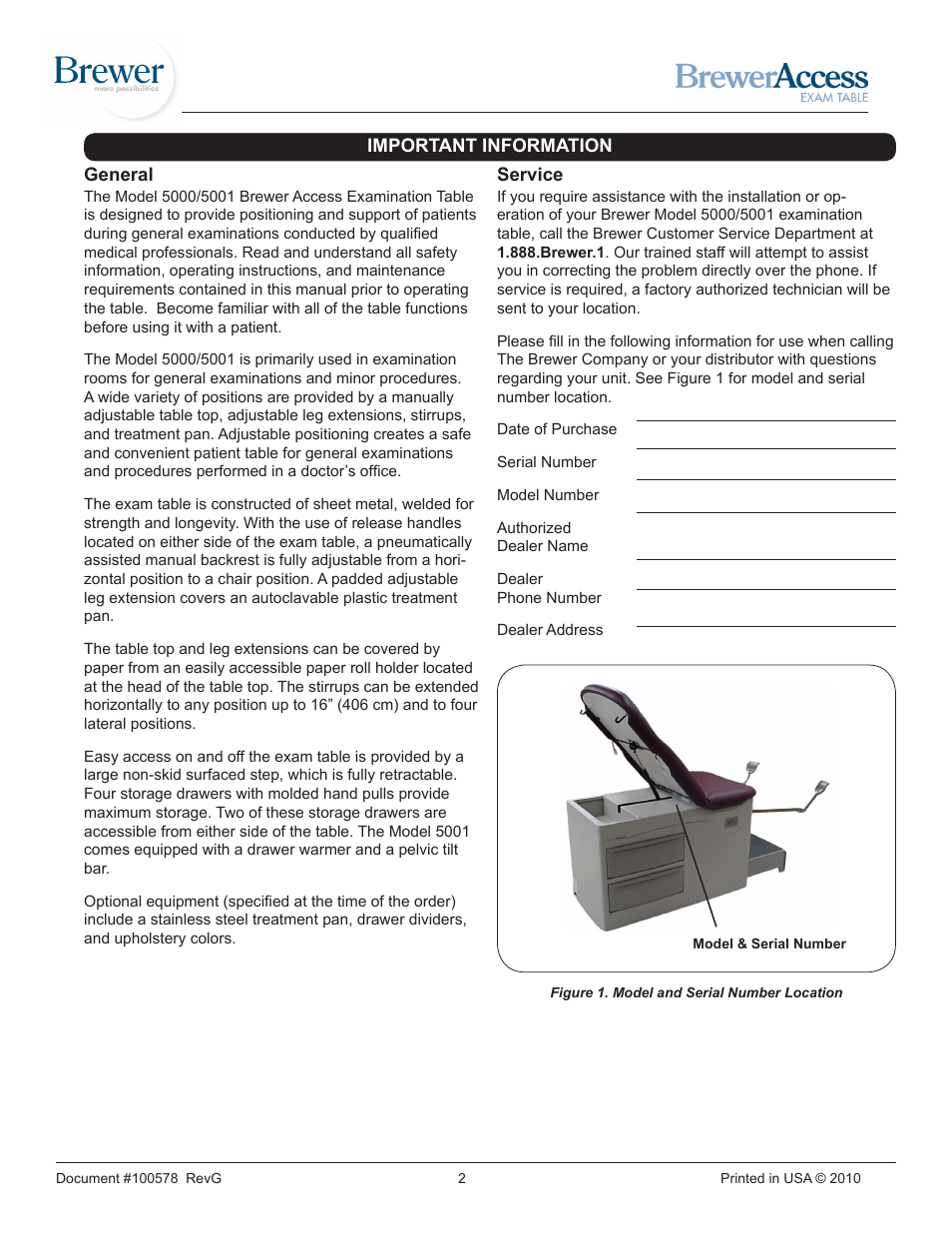 Brewer Access Exam 5000/5001 User Manual | Page 2 / 16
