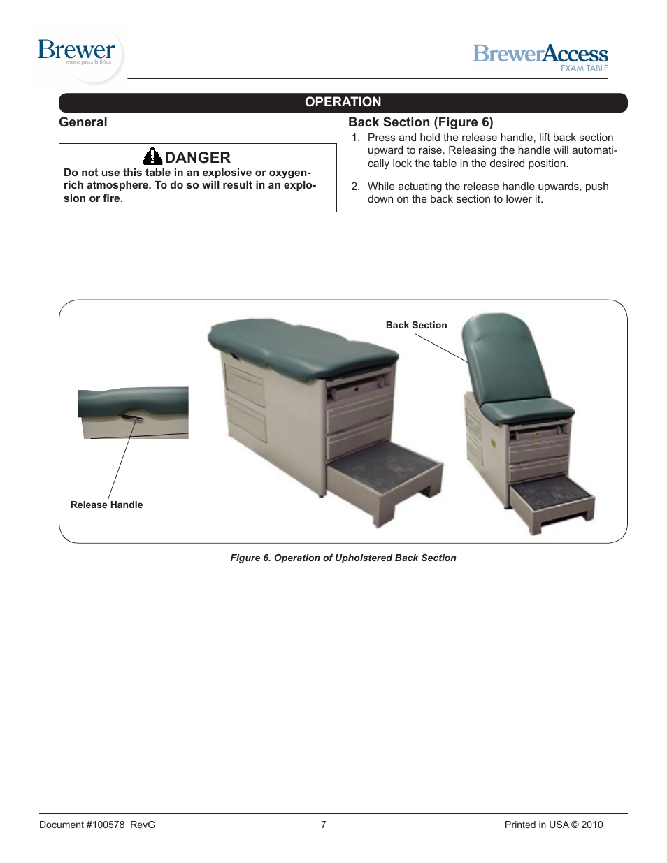 Danger | Brewer Access Exam 5000/5001 User Manual | Page 7 / 16