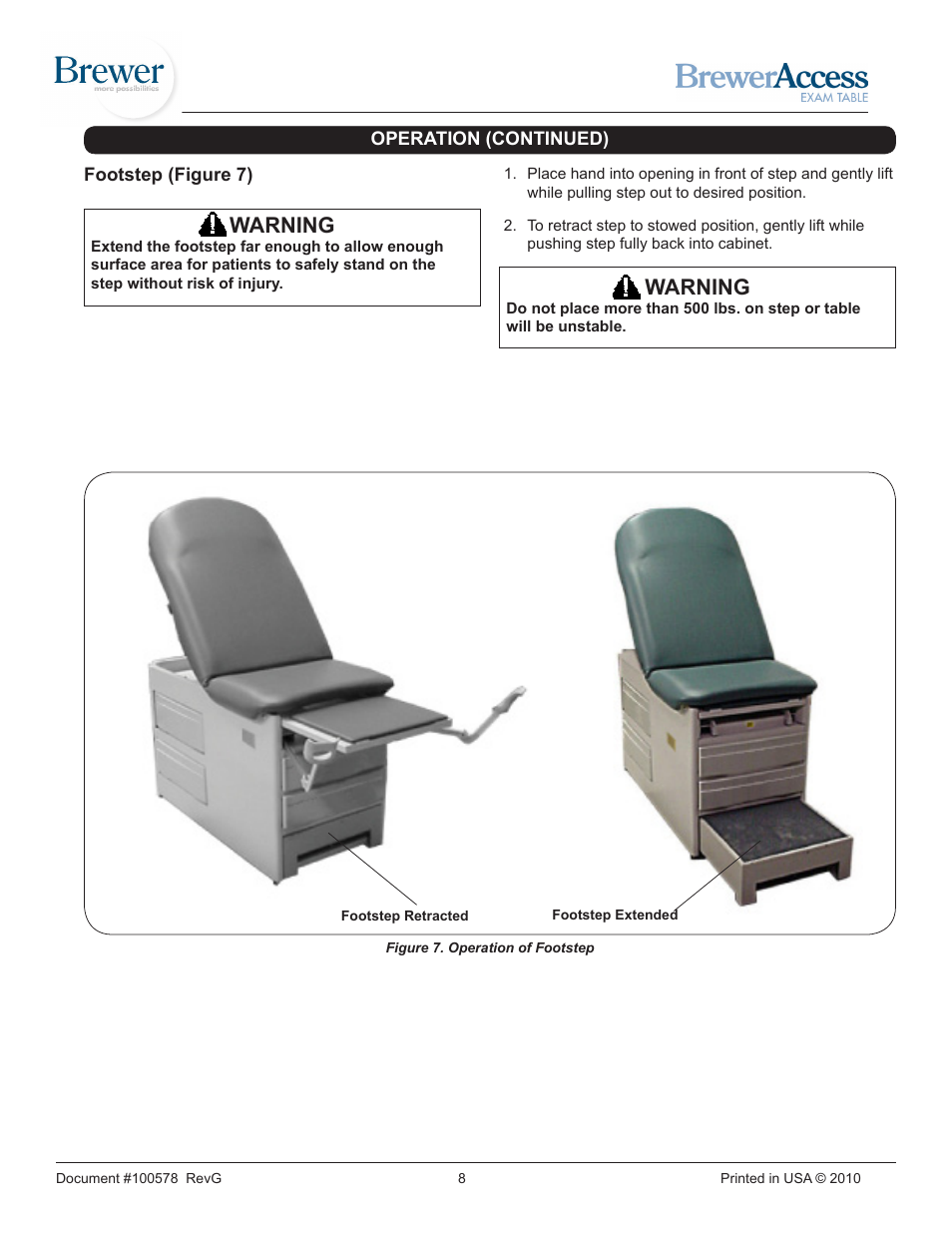 Warning | Brewer Access Exam 5000/5001 User Manual | Page 8 / 16