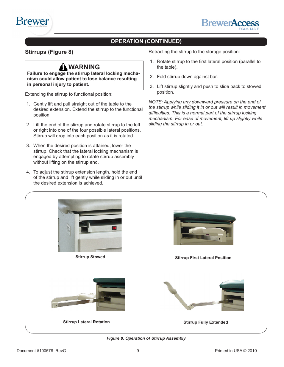 Warning | Brewer Access Exam 5000/5001 User Manual | Page 9 / 16