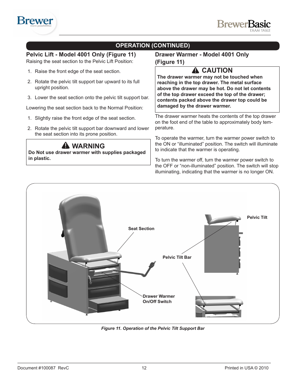 Caution, Warning | Brewer Basic 4000/4001 User Manual | Page 12 / 16