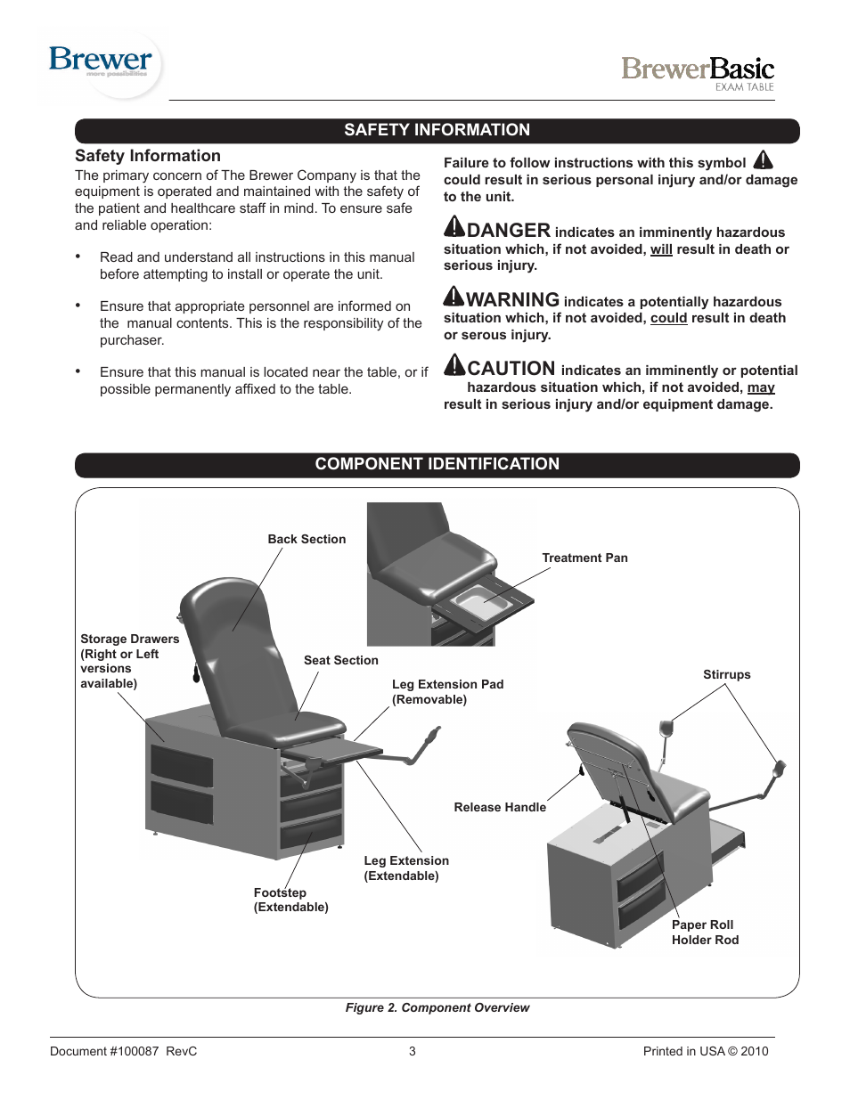 Danger, Warning, Caution | Brewer Basic 4000/4001 User Manual | Page 3 / 16