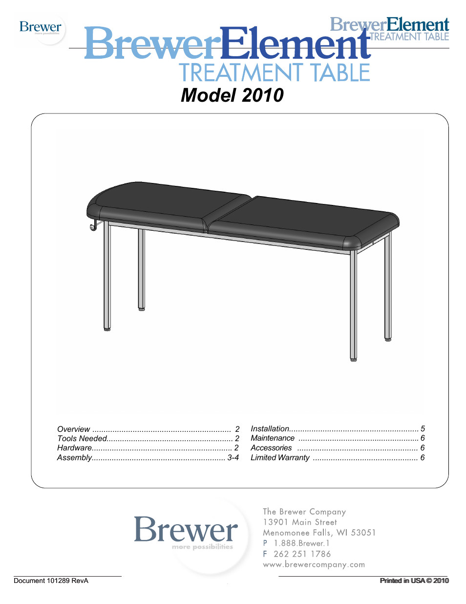 Brewer Element Treatment 2010 User Manual | 7 pages