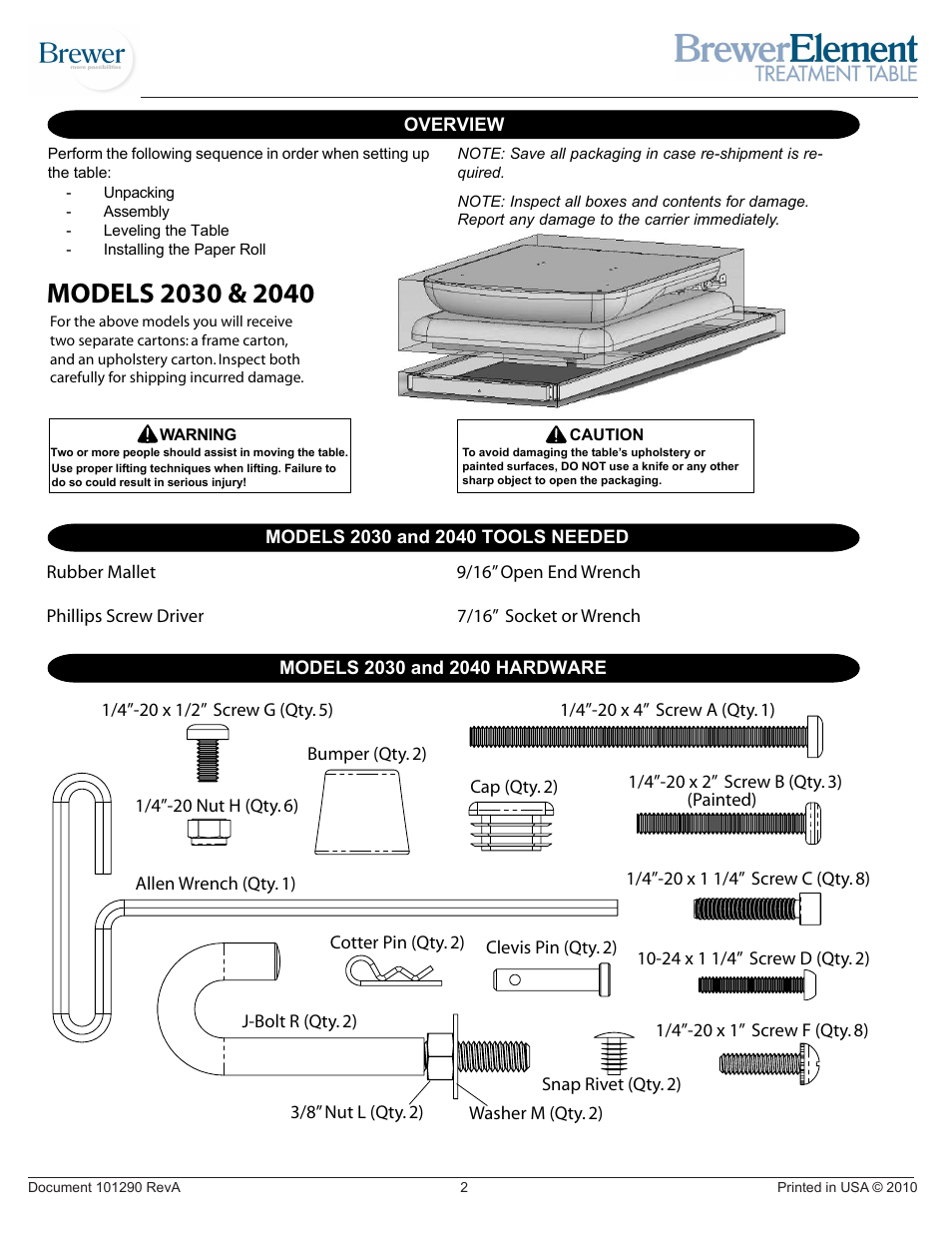 Brewer Element Treatment 2030/2040 User Manual | Page 2 / 11