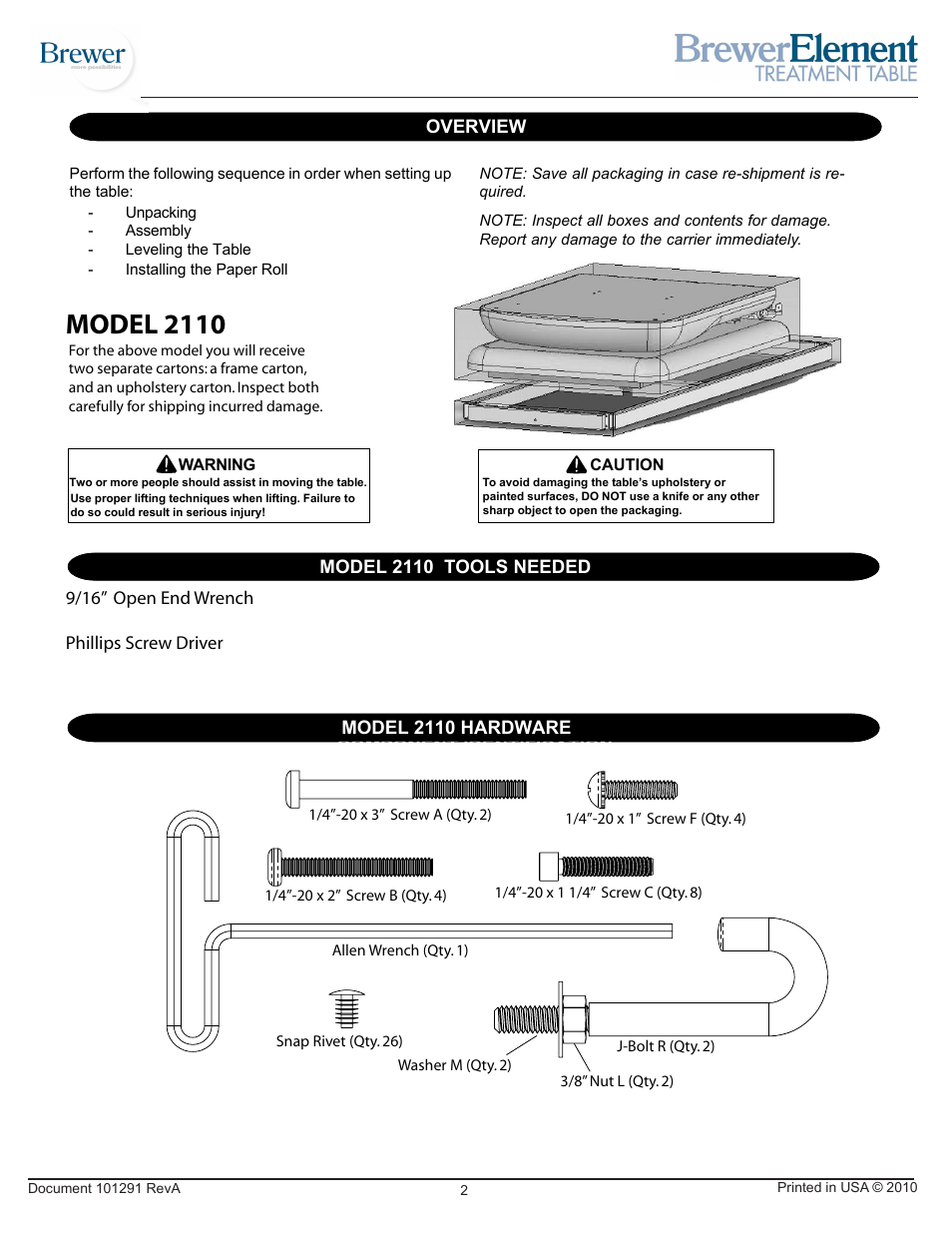 Model 2110 | Brewer Element Treatment 2110 User Manual | Page 2 / 8