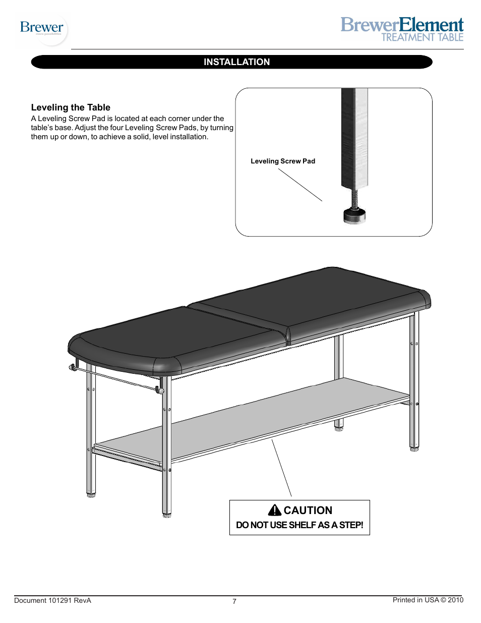 Caution | Brewer Element Treatment 2110 User Manual | Page 7 / 8