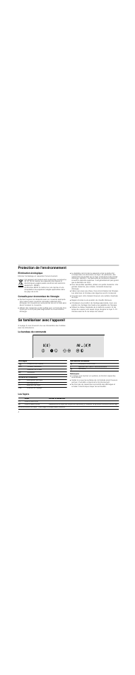 Protection de l'environnement, Elimination écologique, Conseils pour économiser de l'énergie | Se familiariser avec l'appareil, Le bandeau de commande, Remarques, Les foyers | Neff N14D30N0 User Manual | Page 4 / 60