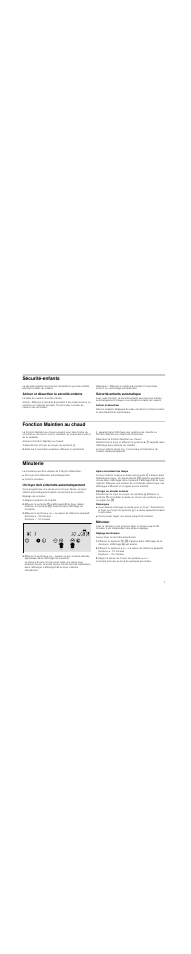 Sécuritéenfants, Activer et désactiver la sécuritéenfants, Sécuritéenfants automatique | Activer et désactiver, Fonction maintien au chaud, Sélectionner le foyer au moyen du symbole ( ), Minuterie, Un foyer doit s'éteindre automatiquement, Régler la position de chauffe, Symbole + : 30 minutes | Neff N14D30N0 User Manual | Page 7 / 60