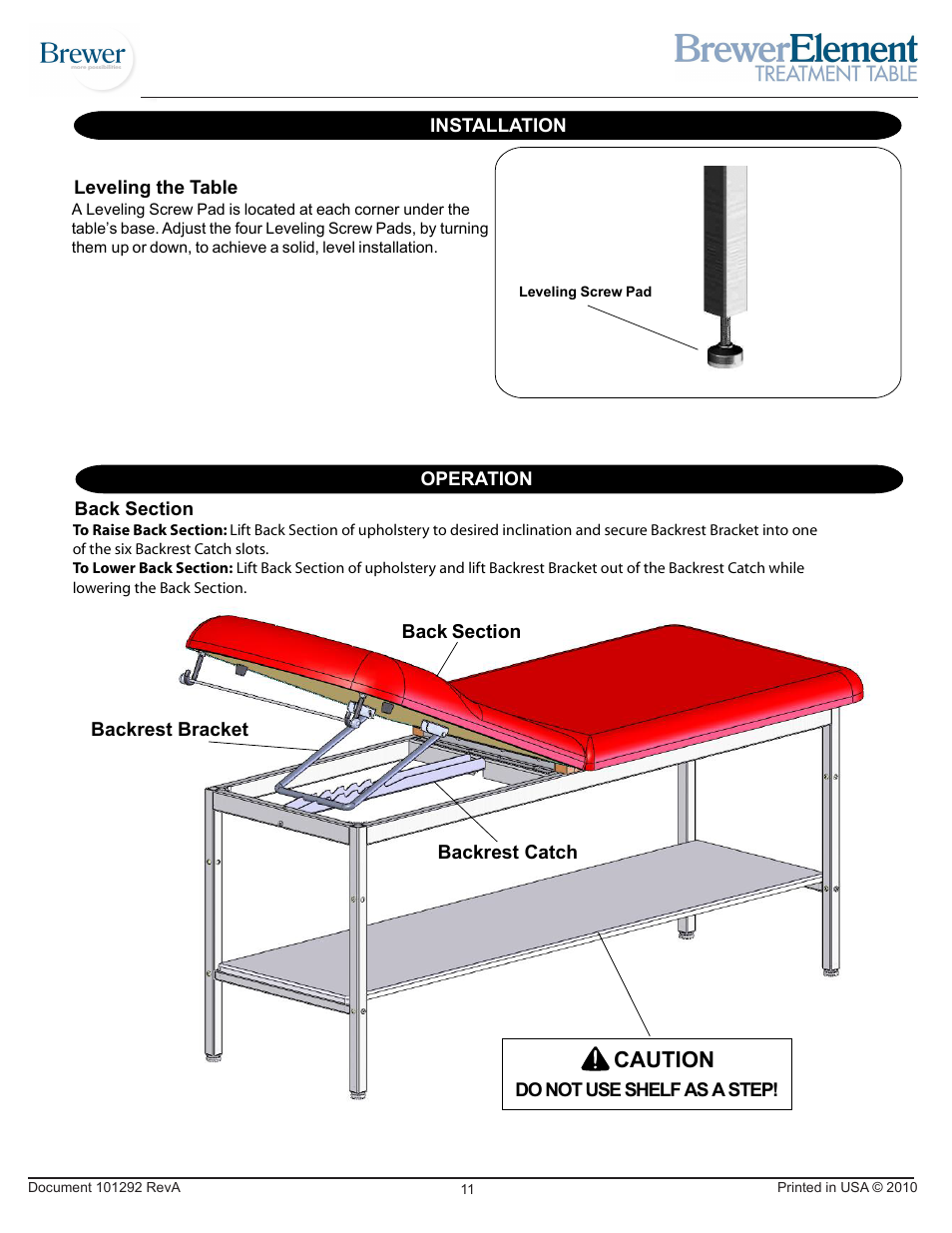 Caution | Brewer Element Treatment 2130/2140 User Manual | Page 11 / 12