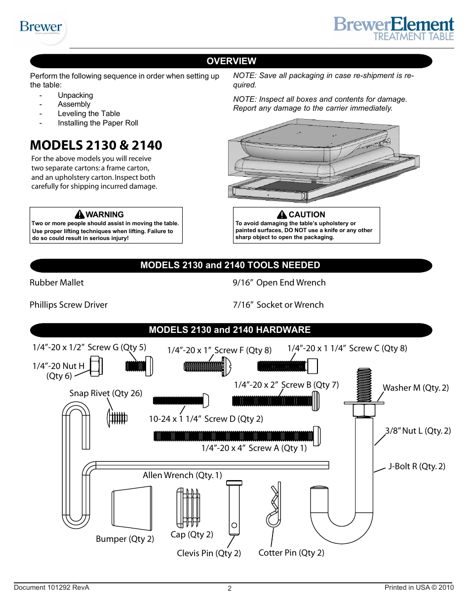 Brewer Element Treatment 2130/2140 User Manual | Page 2 / 12