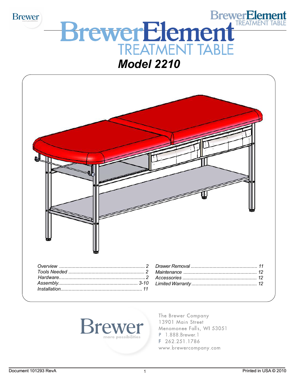 Brewer Element Treatment 2210 User Manual | 12 pages