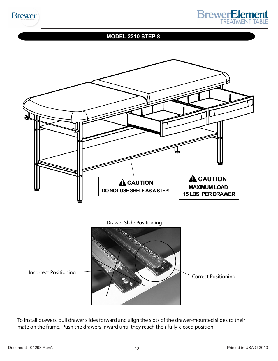 Caution | Brewer Element Treatment 2210 User Manual | Page 10 / 12