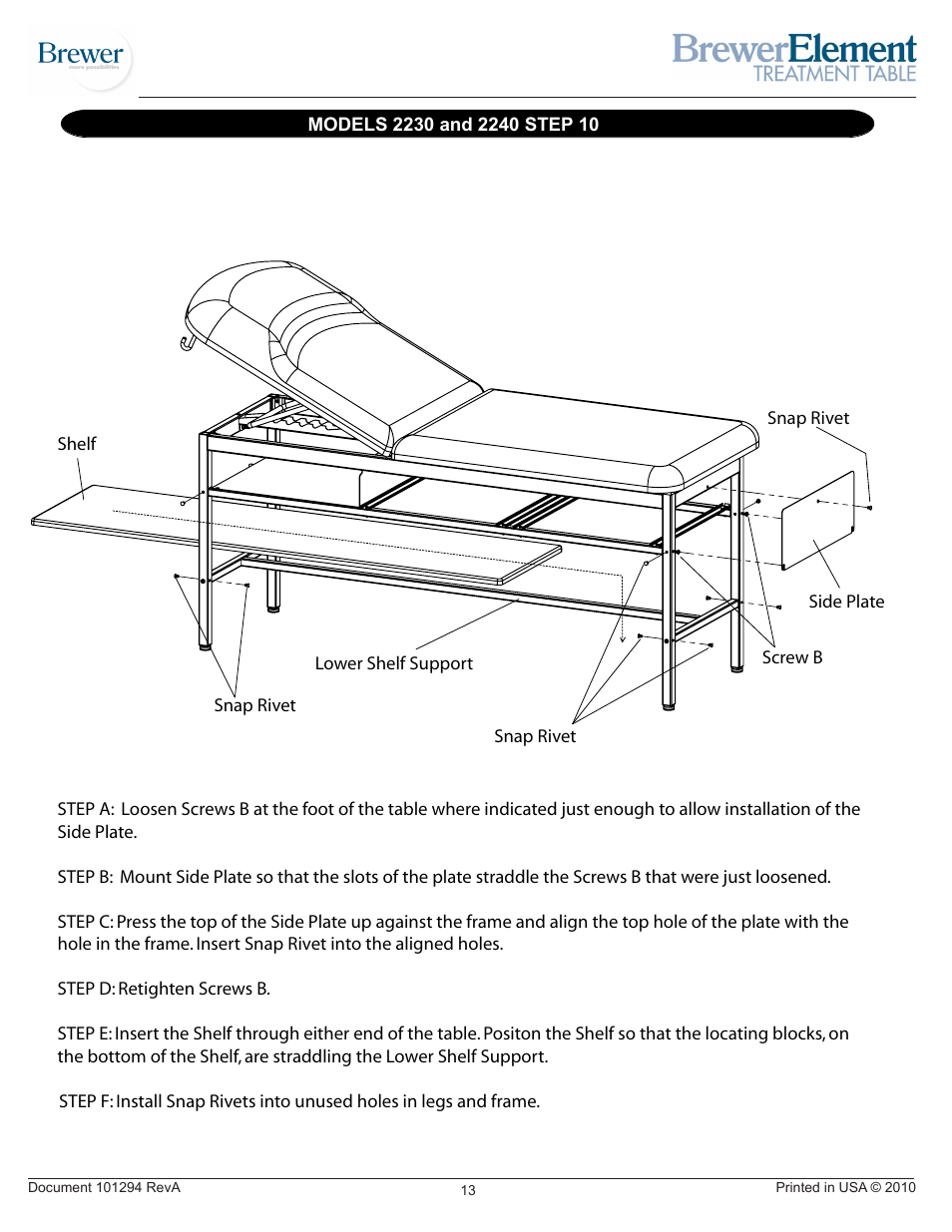 Brewer Element Treatment 2230/2240 User Manual | Page 13 / 16