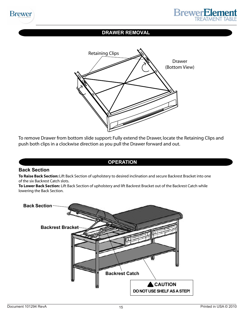 Brewer Element Treatment 2230/2240 User Manual | Page 15 / 16