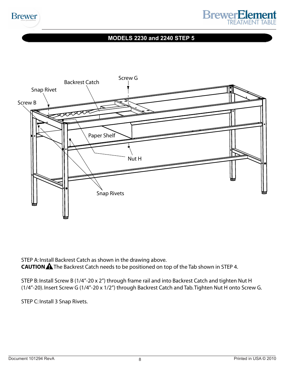 Brewer Element Treatment 2230/2240 User Manual | Page 8 / 16