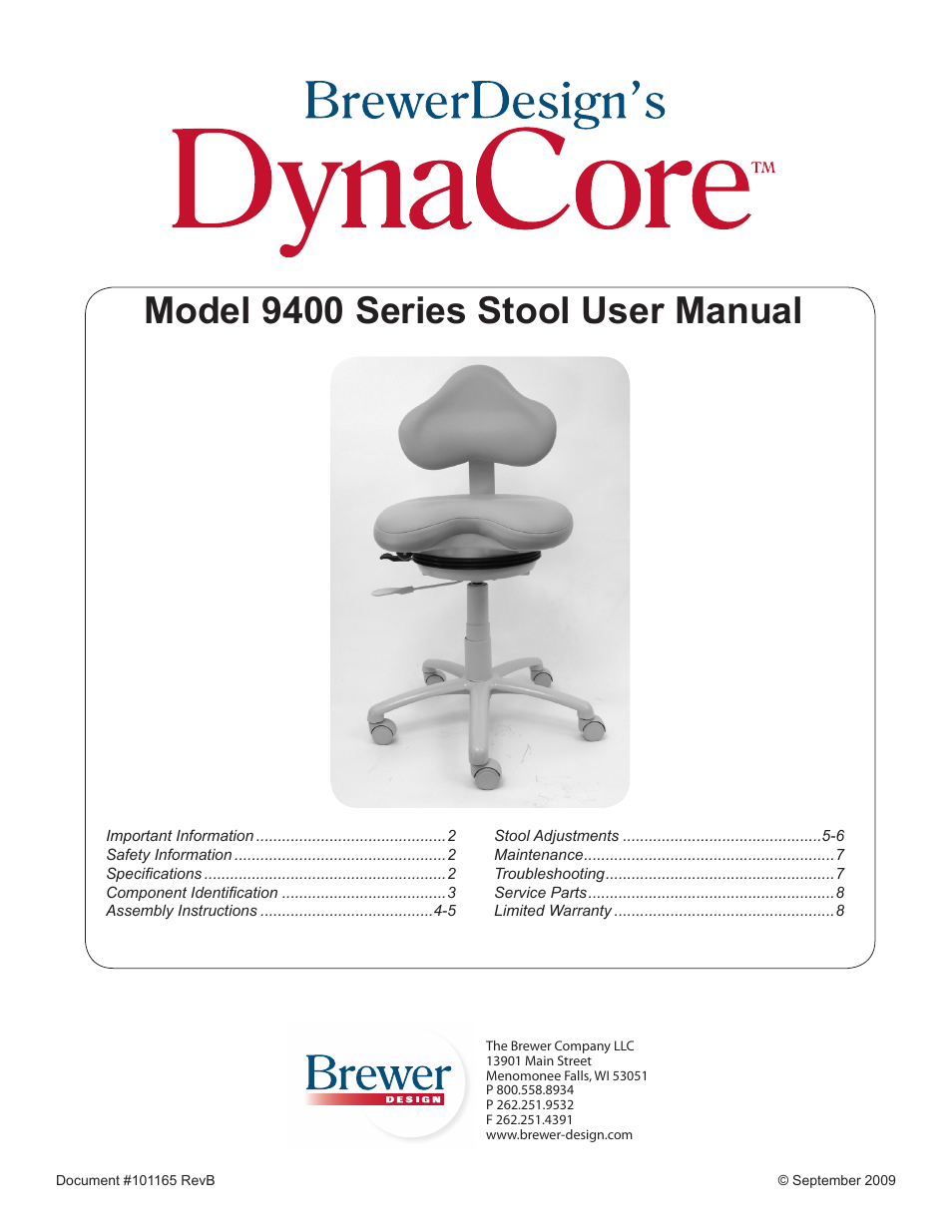 Brewer DynaCore9400 User Manual | 8 pages