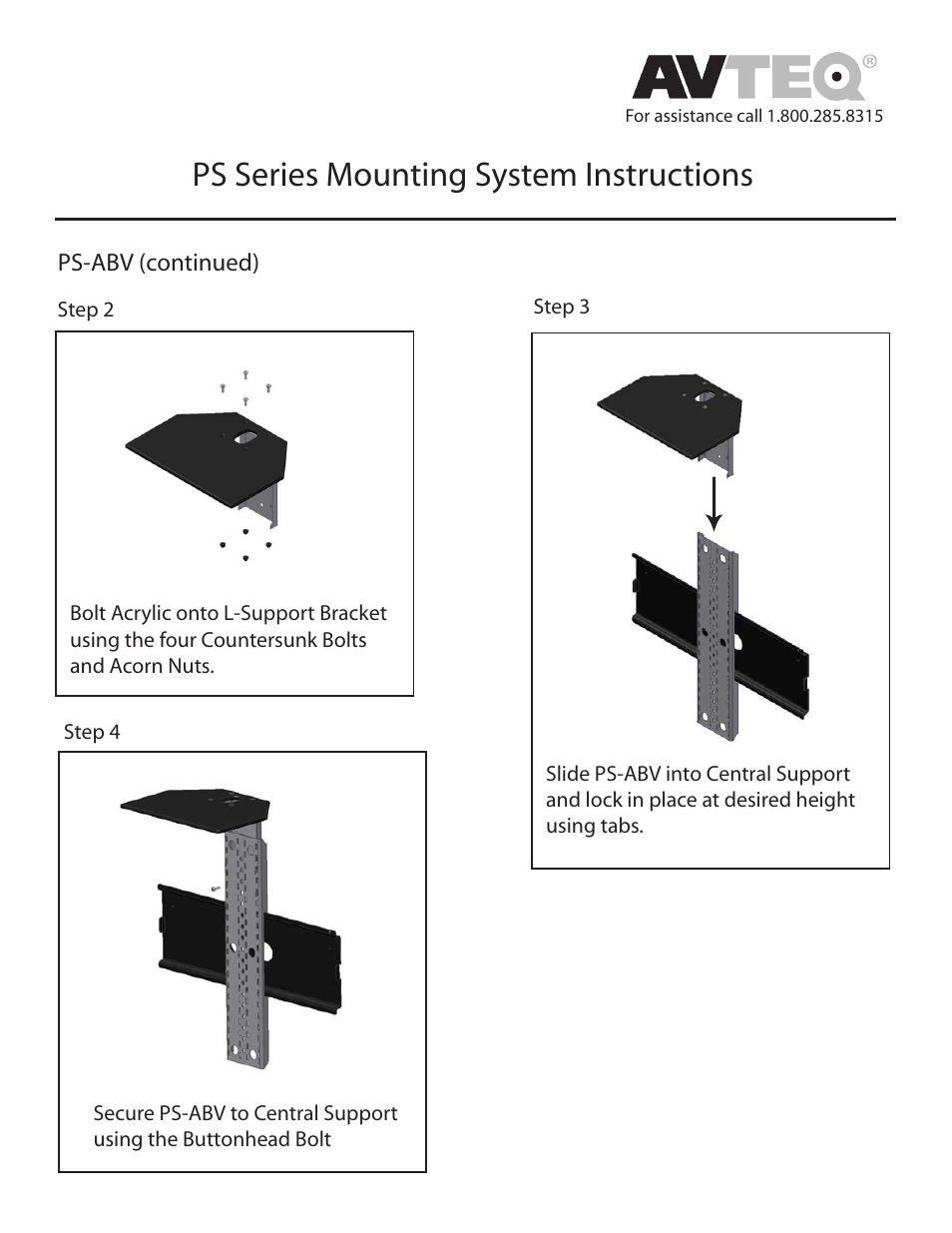 Ps series mounting system instructions | AVTEQ PS-100S User Manual | Page 2 / 6