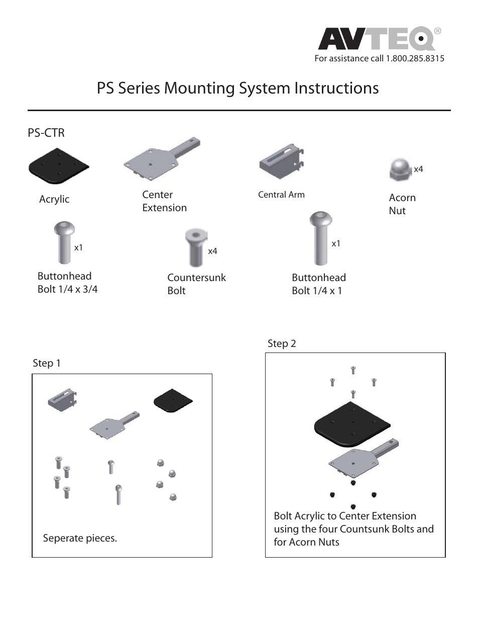 Ps series mounting system instructions | AVTEQ PS-100S User Manual | Page 3 / 6