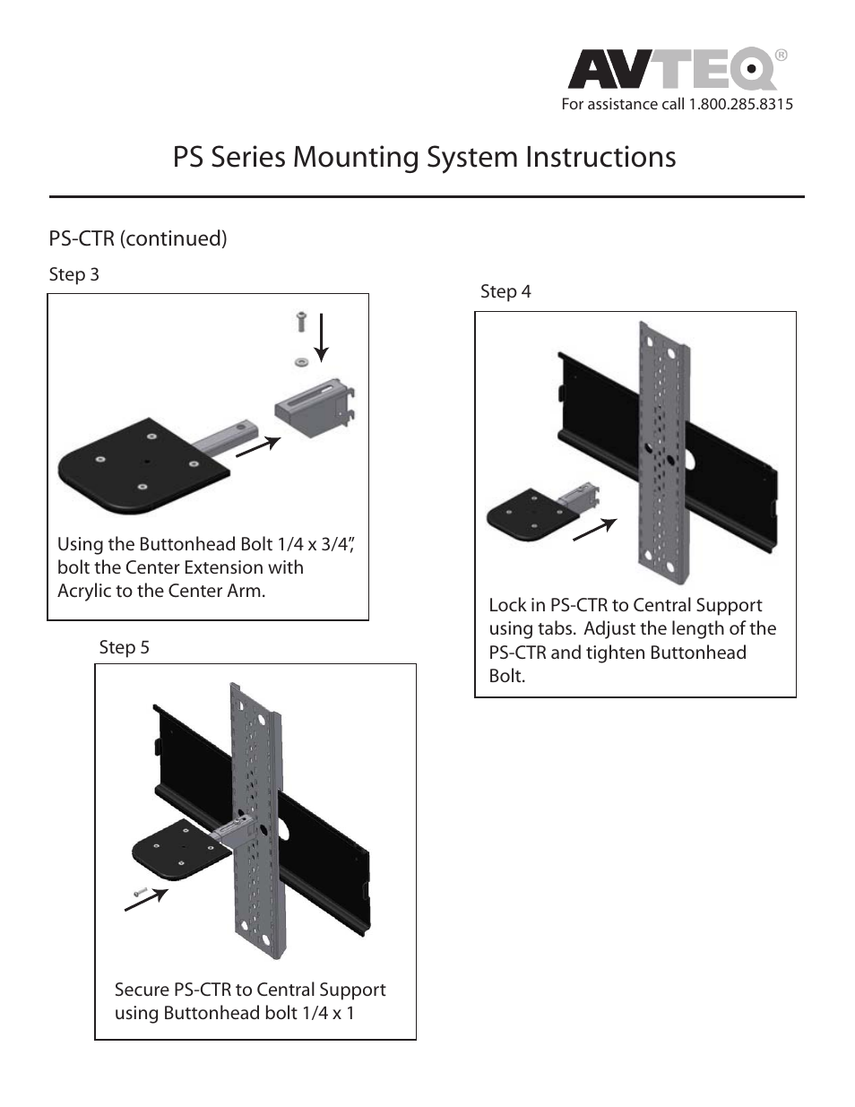 Ps series mounting system instructions | AVTEQ PS-100S User Manual | Page 4 / 6