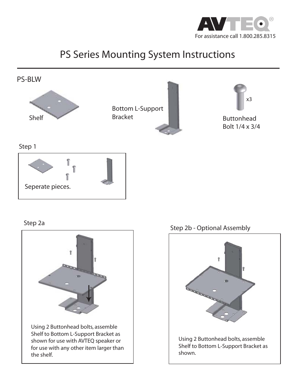 Ps series mounting system instructions | AVTEQ PS-100S User Manual | Page 5 / 6