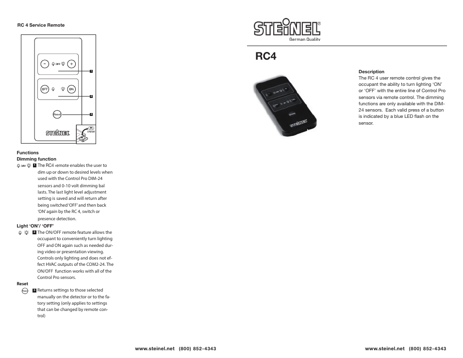 STEINEL RC4 User Manual | 2 pages