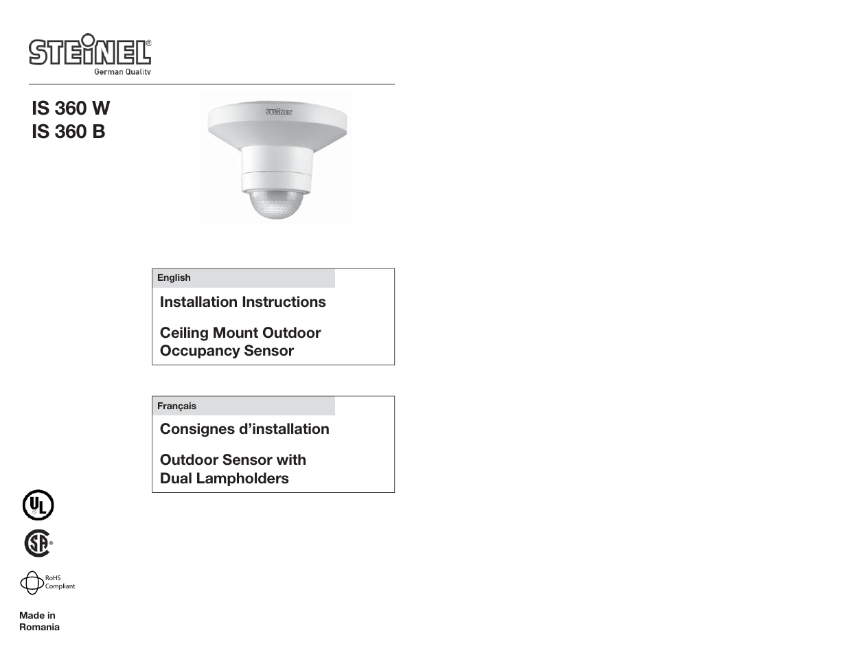 STEINEL IS 360 User Manual | 4 pages