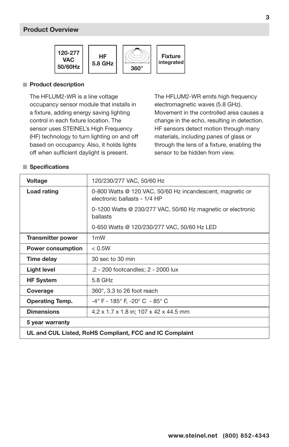 Product overview | STEINEL HFLUM2-WR User Manual | Page 3 / 9