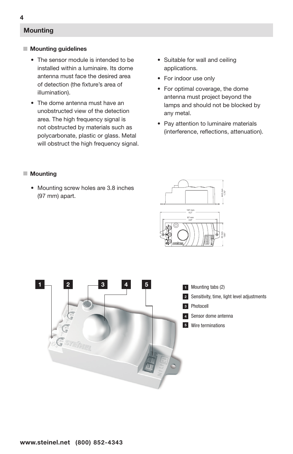 Mounting | STEINEL HFLUM2-WR User Manual | Page 4 / 9