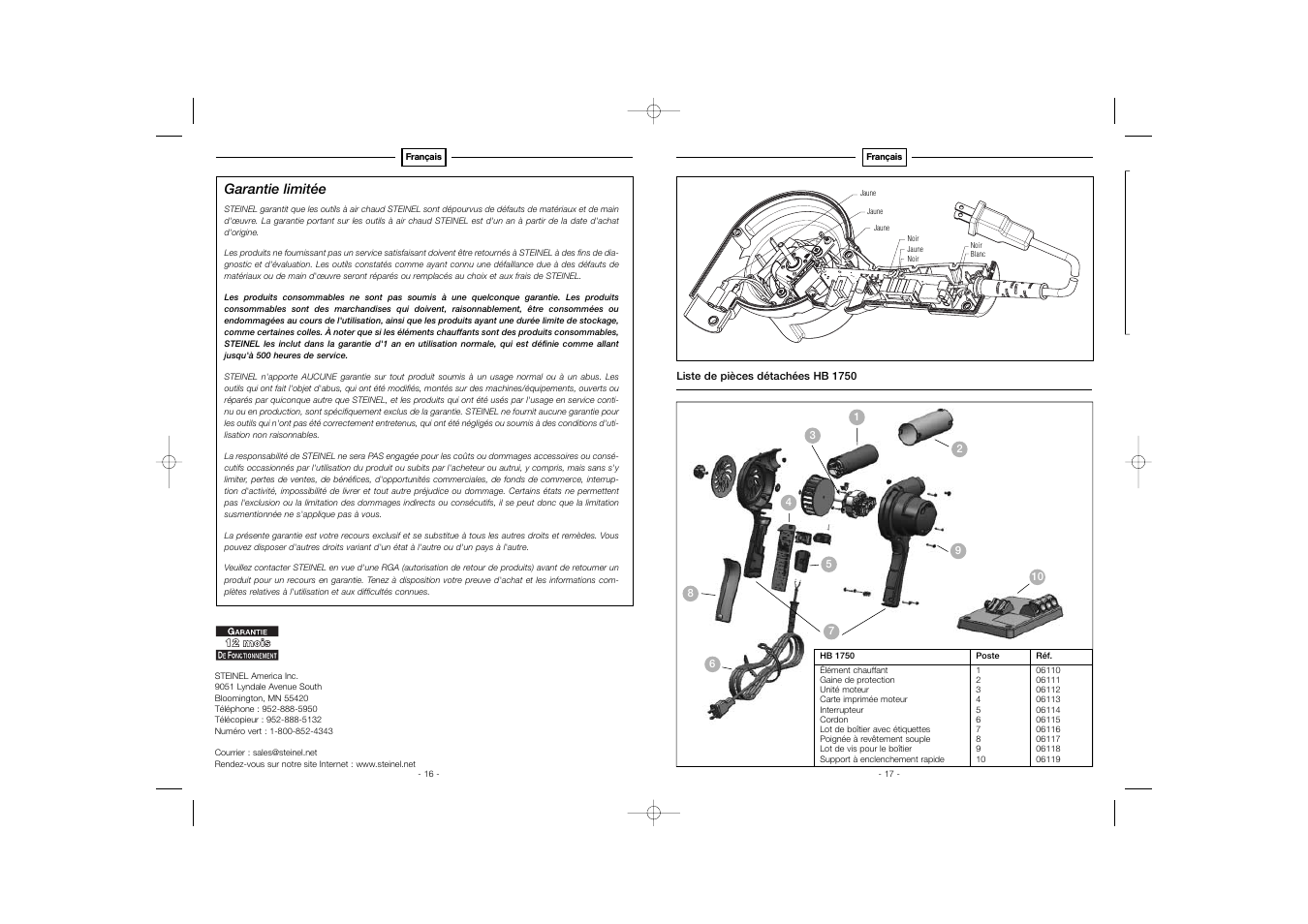 STEINEL HB 1750 User Manual | Page 17 / 26