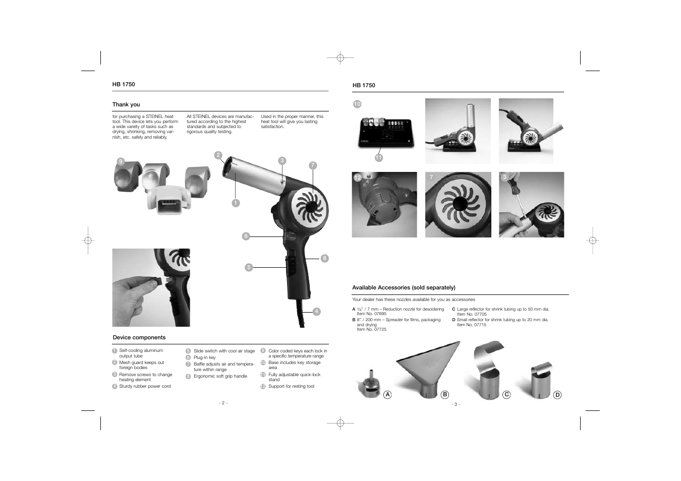 STEINEL HB 1750 User Manual | Page 2 / 26