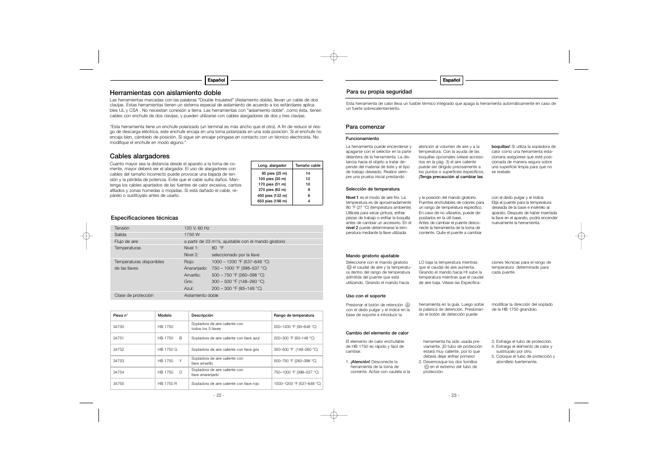 STEINEL HB 1750 User Manual | Page 22 / 26