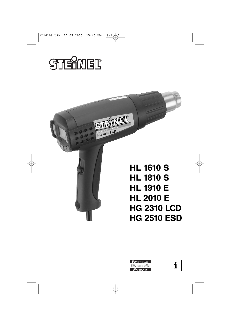 STEINEL HG 2510 ESD User Manual | 18 pages