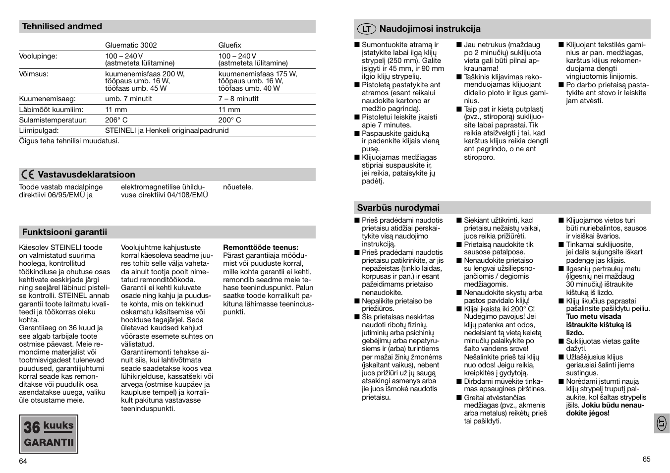 STEINEL GF 3002 User Manual | Page 33 / 37