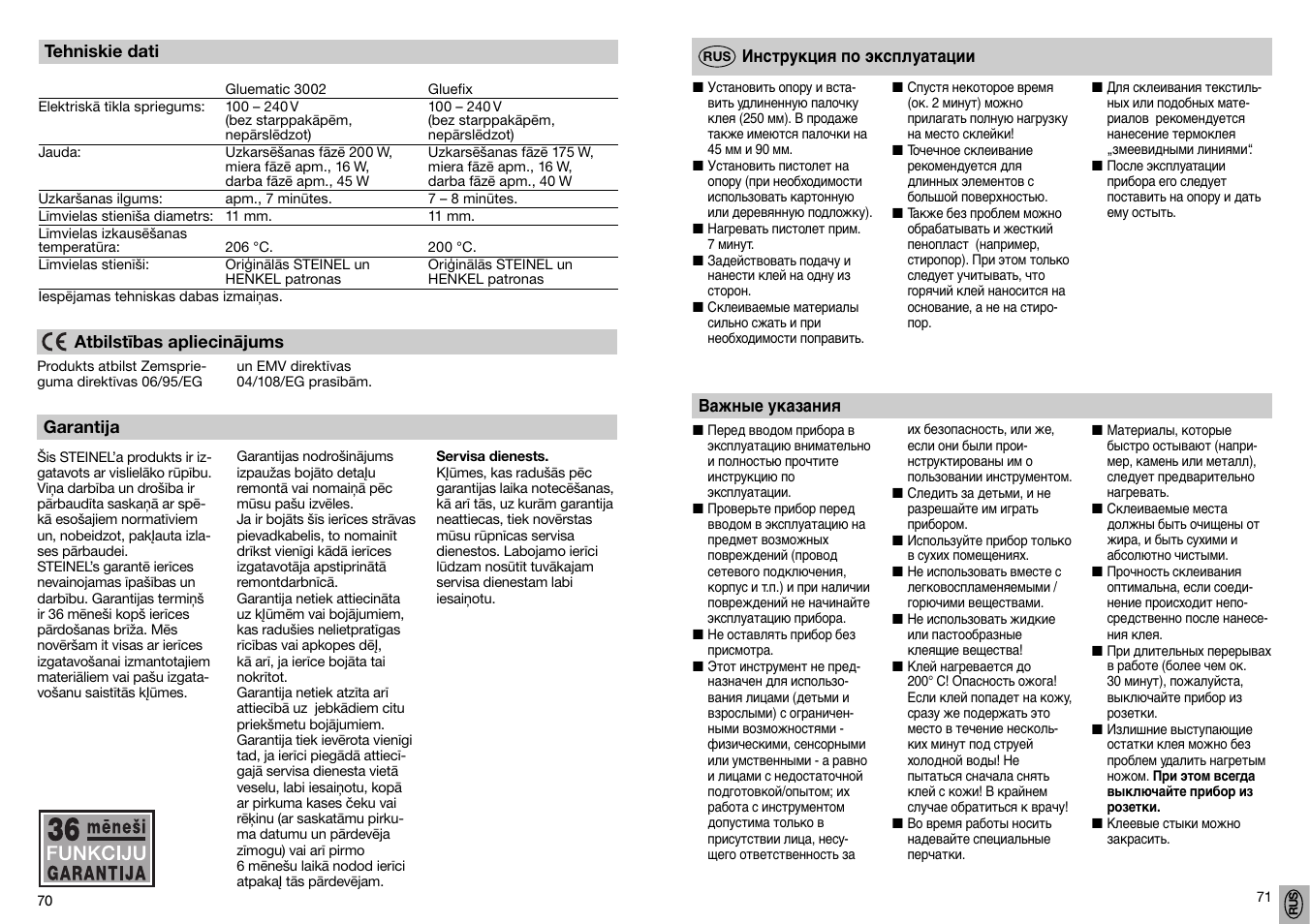 STEINEL GF 3002 User Manual | Page 36 / 37