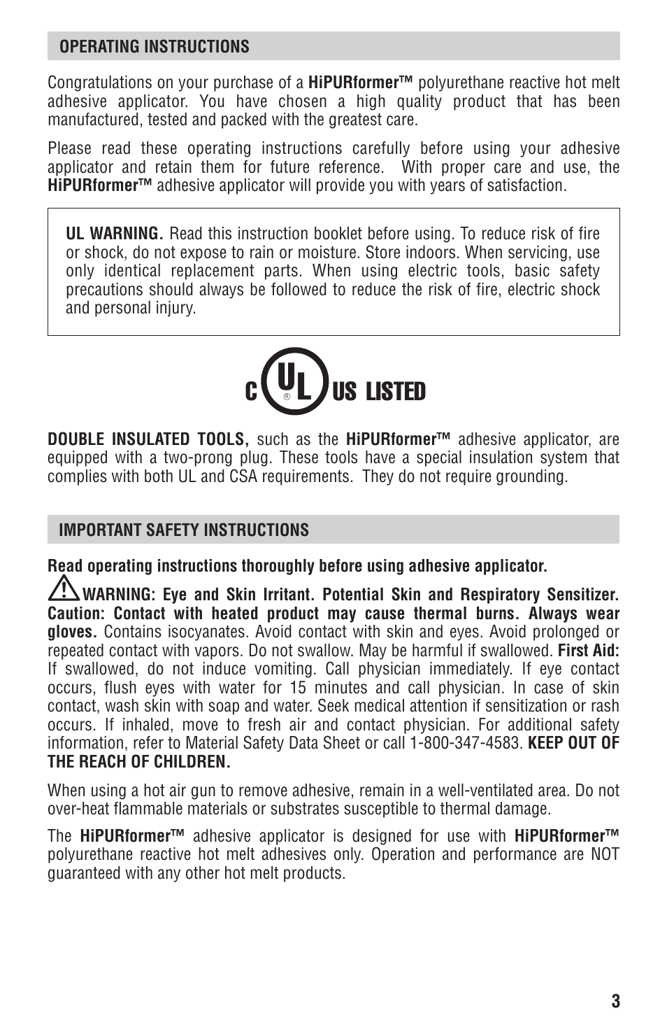Cus listed | STEINEL HIPURFORMER User Manual | Page 3 / 28