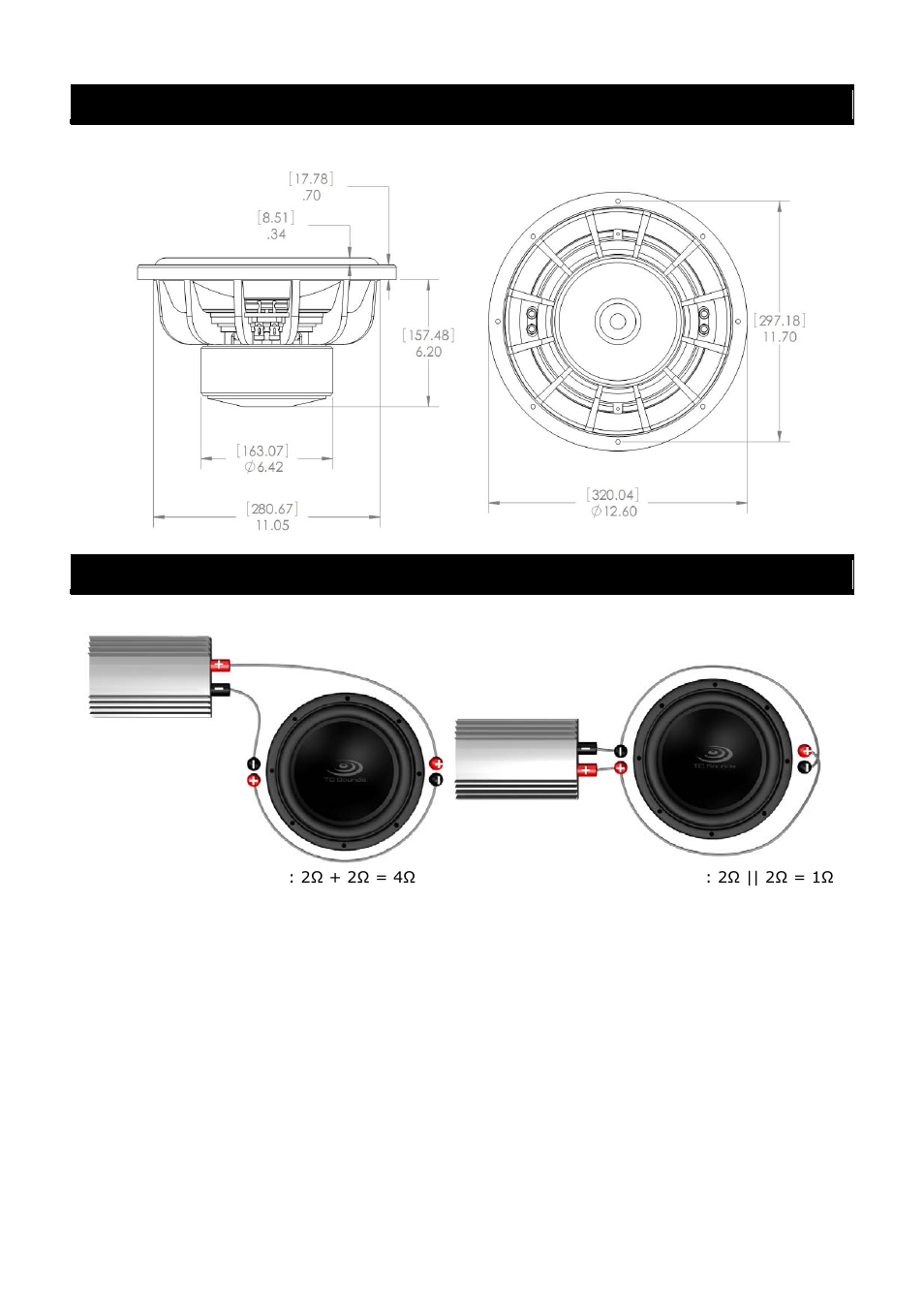 Installation dimensions wire configurations | TC Sounds Epic 12 User Manual | Page 3 / 4