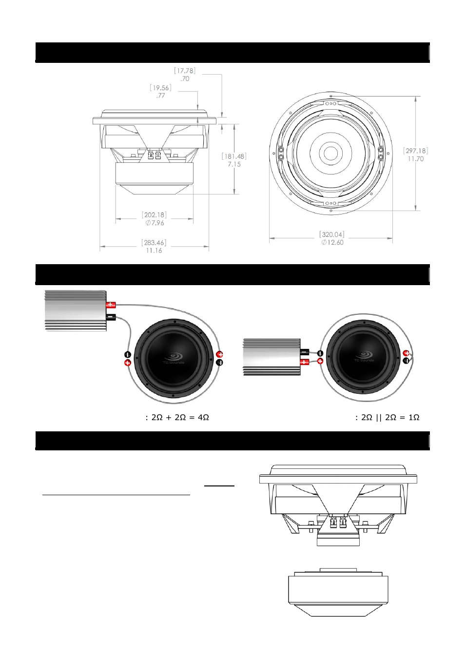 Installation dimensions wire configurations | TC Sounds LMS-R 12 User Manual | Page 3 / 4