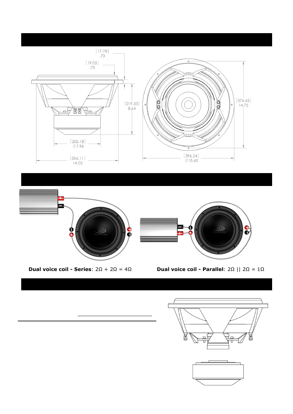 Installation dimensions wire configurations | TC Sounds LMS-R 15 User Manual | Page 3 / 4