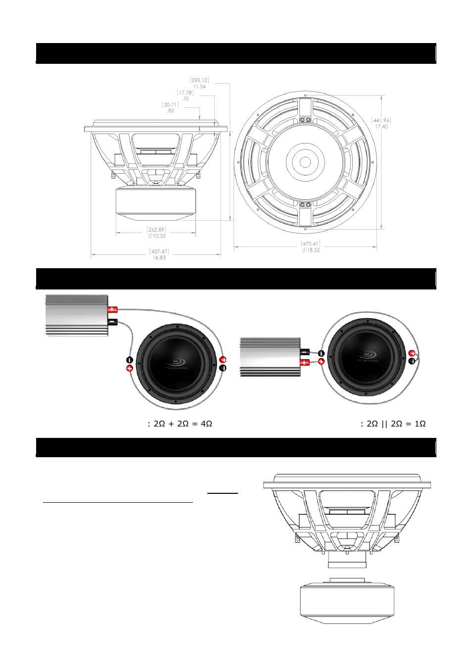 Installation dimensions wire configurations | TC Sounds LMS-Ultra 5400 18 User Manual | Page 3 / 4