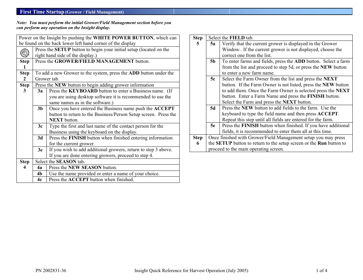 Ag Leader InSight Harvest Mode User Manual | 4 pages