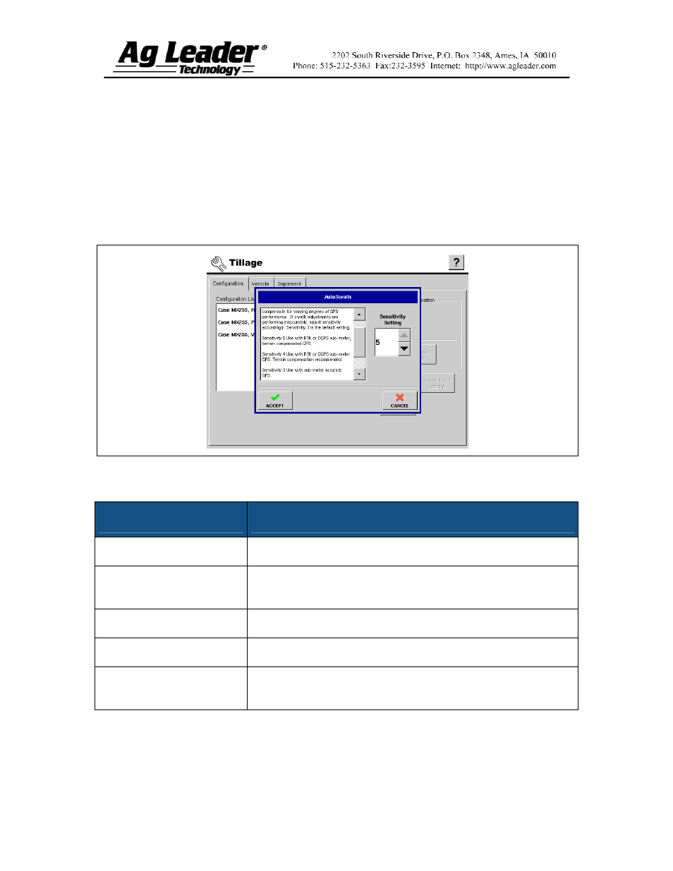 Setting purpose | Ag Leader InSight Tillage  Mode User Manual | Page 8 / 8